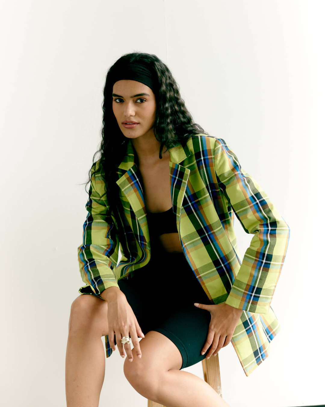 Checked Open Blazer