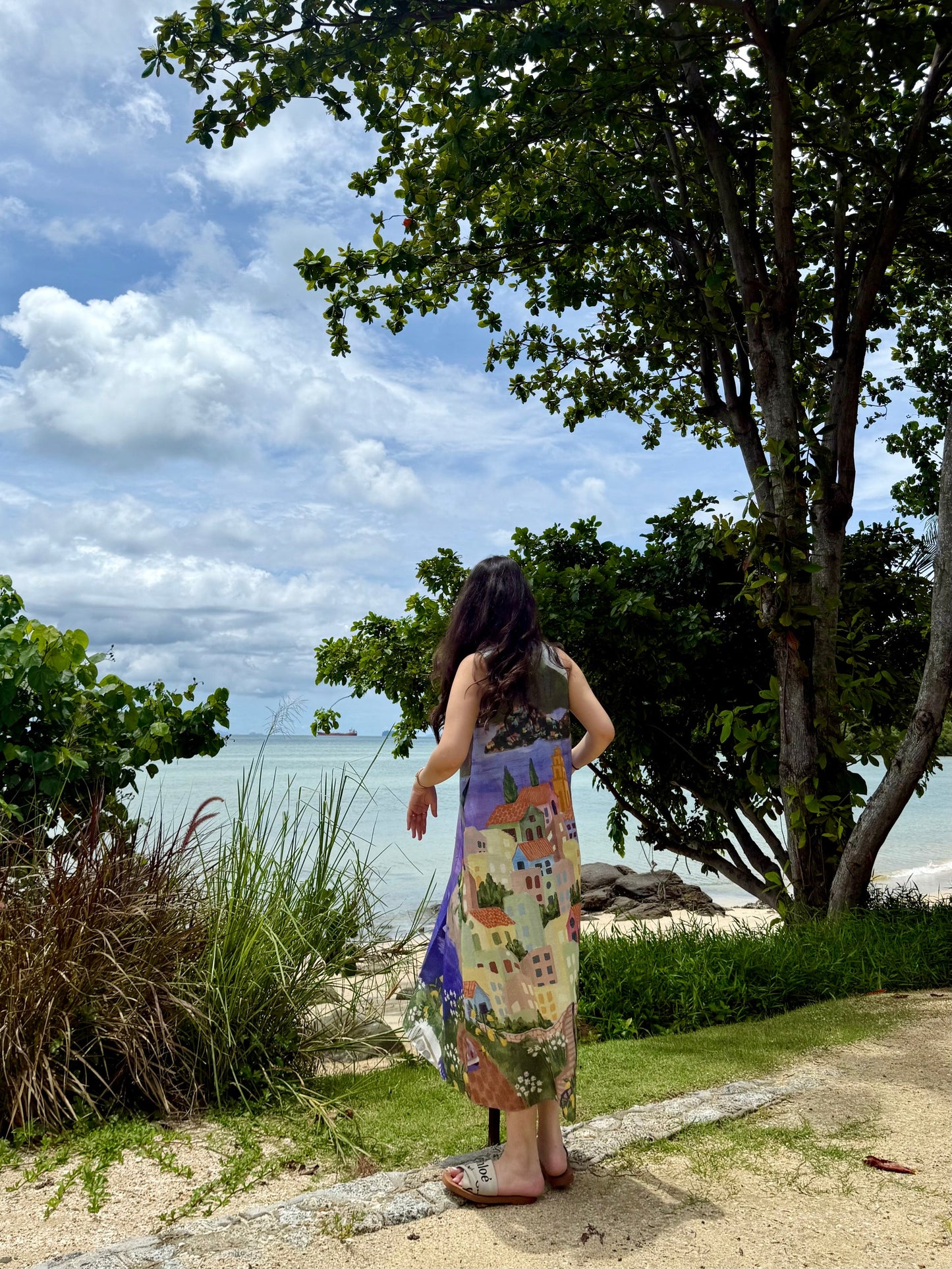 Hibiscus Dress in Coastal Serenade Print