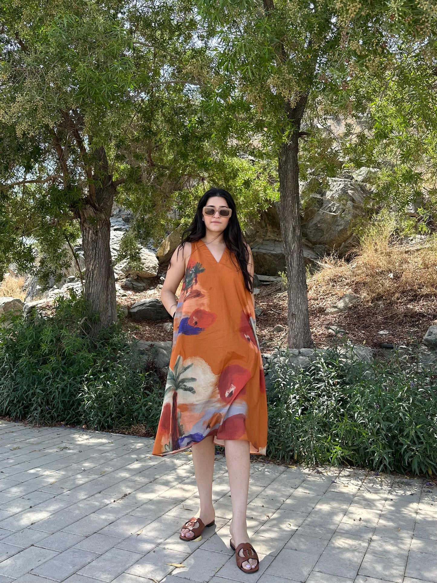 Hibiscus Dress in Mystic Lagoon Print