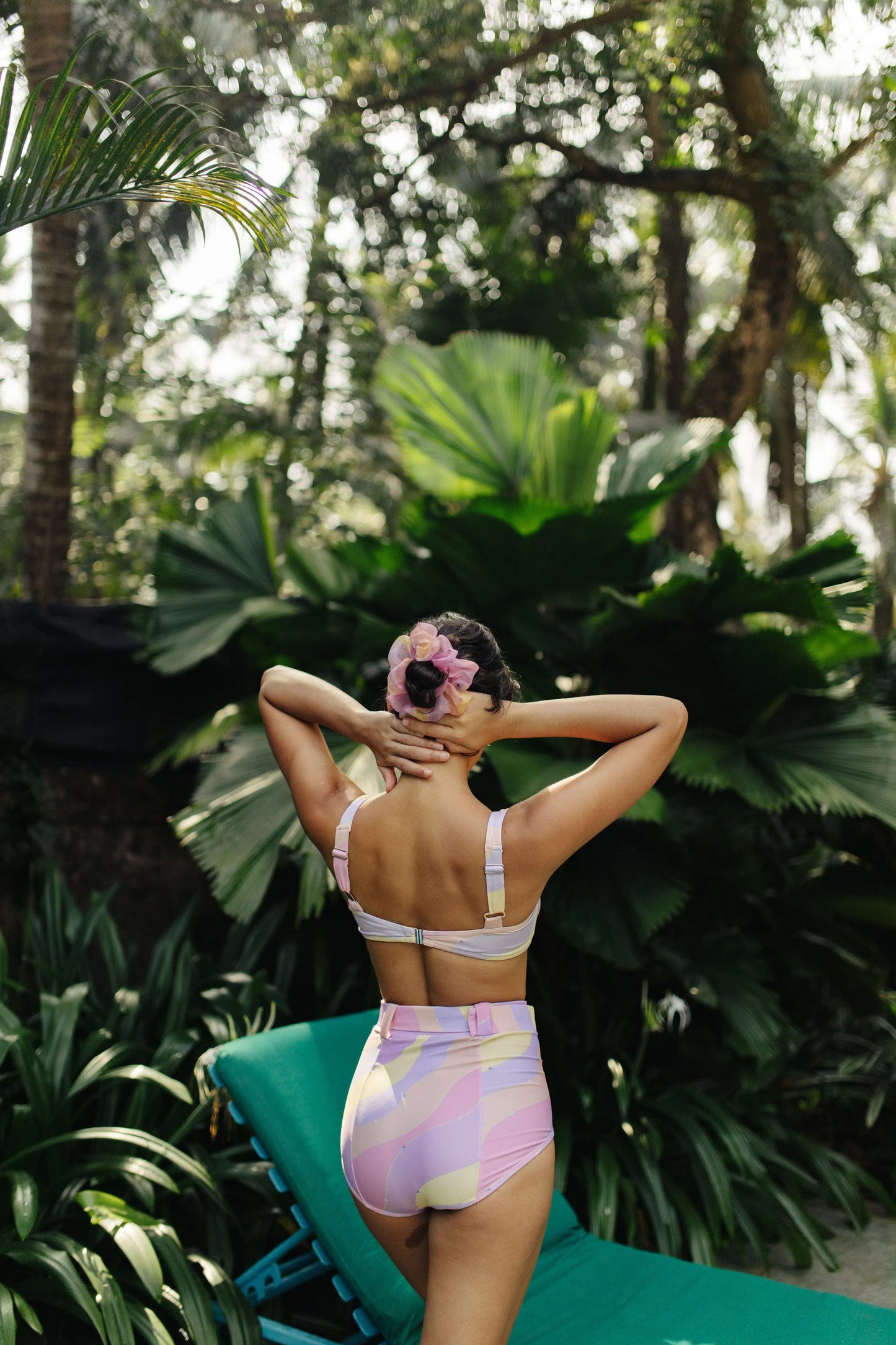 Jasmine Wave Wired Bikini Top With High Waist Belted Bikini Bottoms