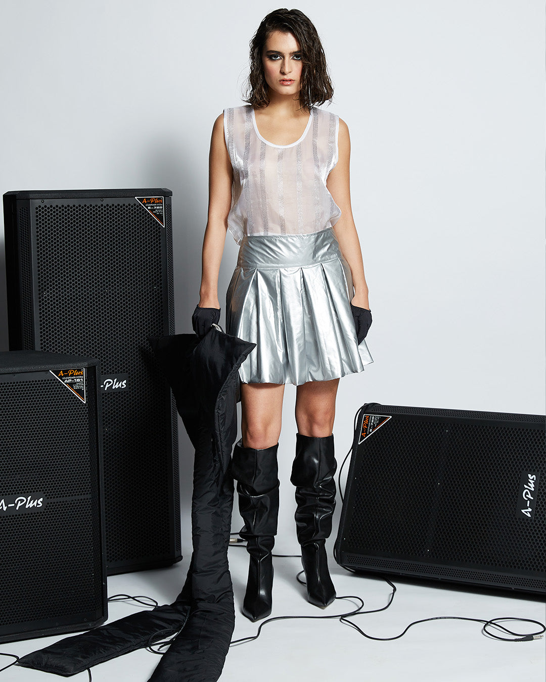 High-Waist Pleated Skirt