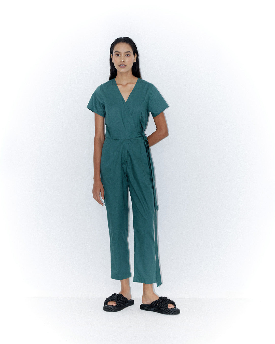 Cropped Wrap Jumpsuit