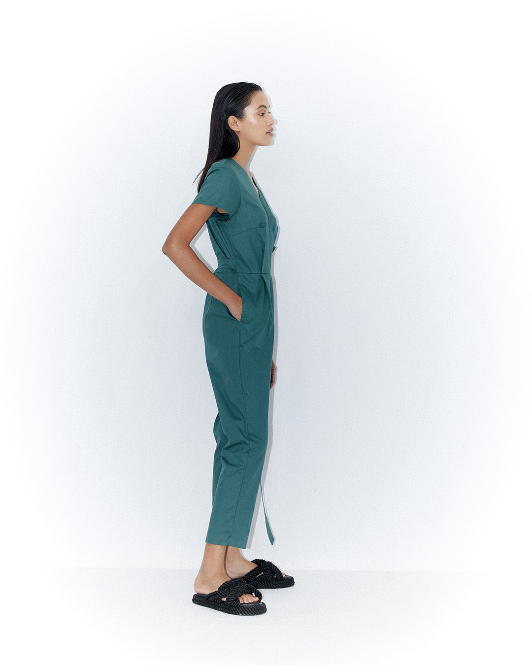 Cropped Wrap Jumpsuit