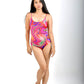 Low Back One Piece Swimsuit - Candy Wave