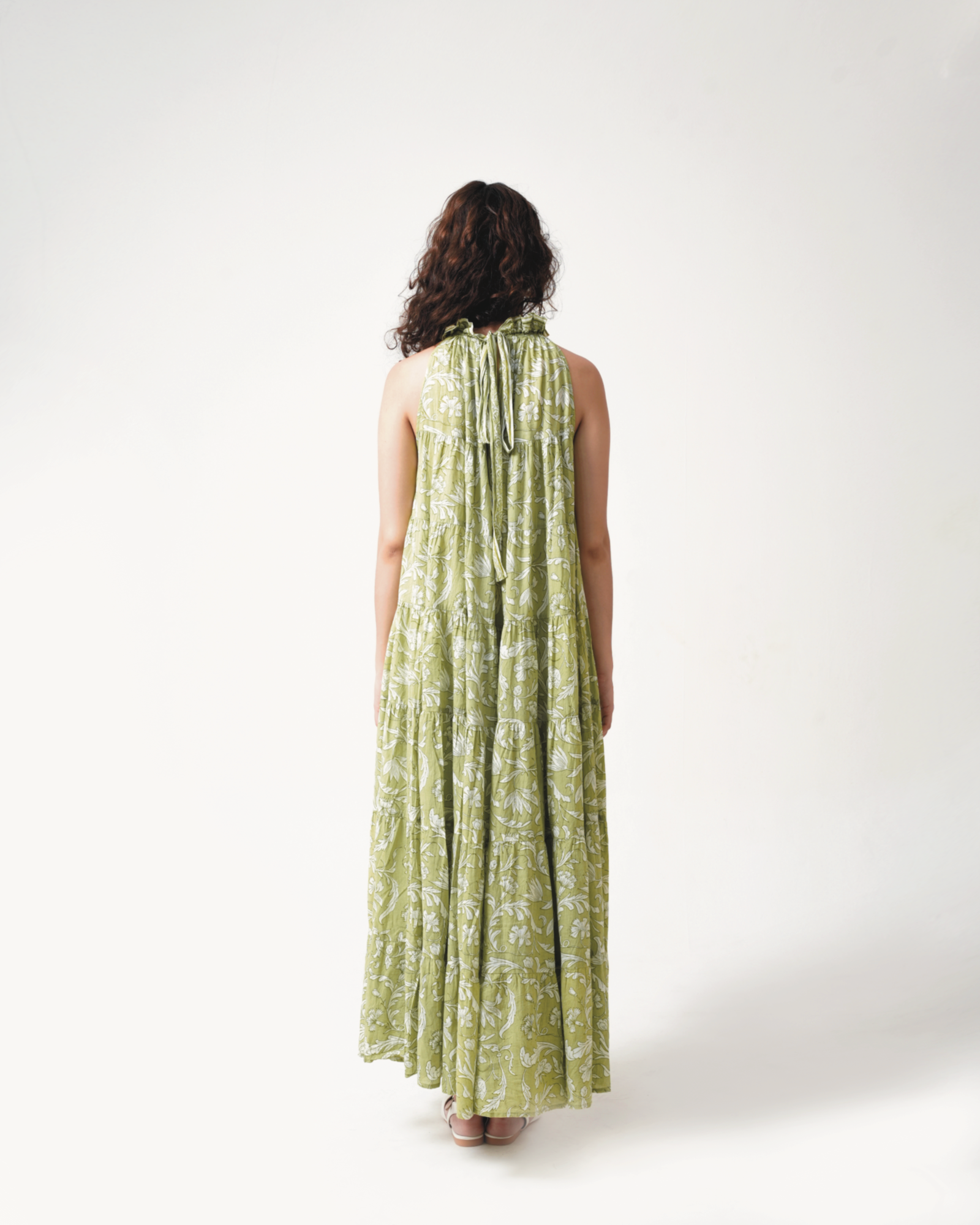 Lila Neck Gathered Dress - Pear