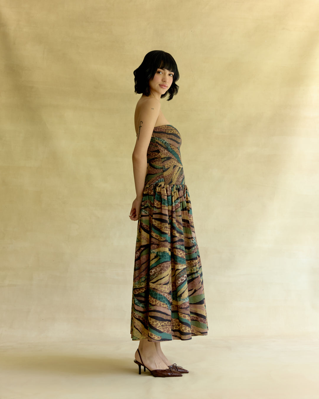 Wild Dusk Smocked Midi Dress
