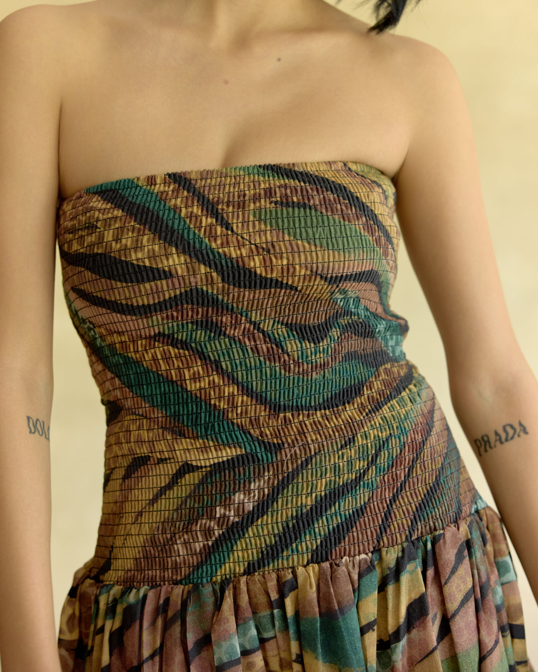 Wild Dusk Smocked Midi Dress