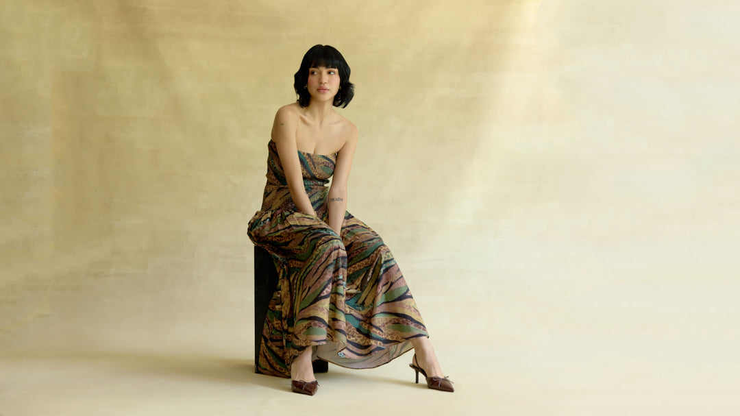 Wild Dusk Smocked Midi Dress