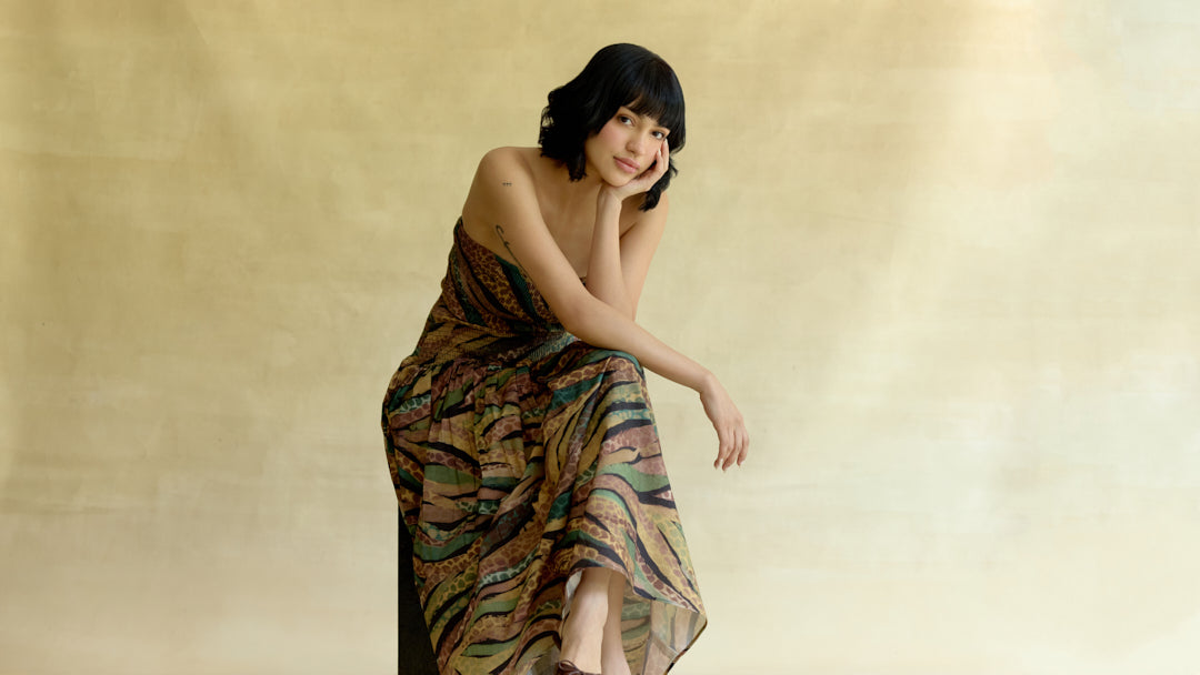 Wild Dusk Smocked Midi Dress