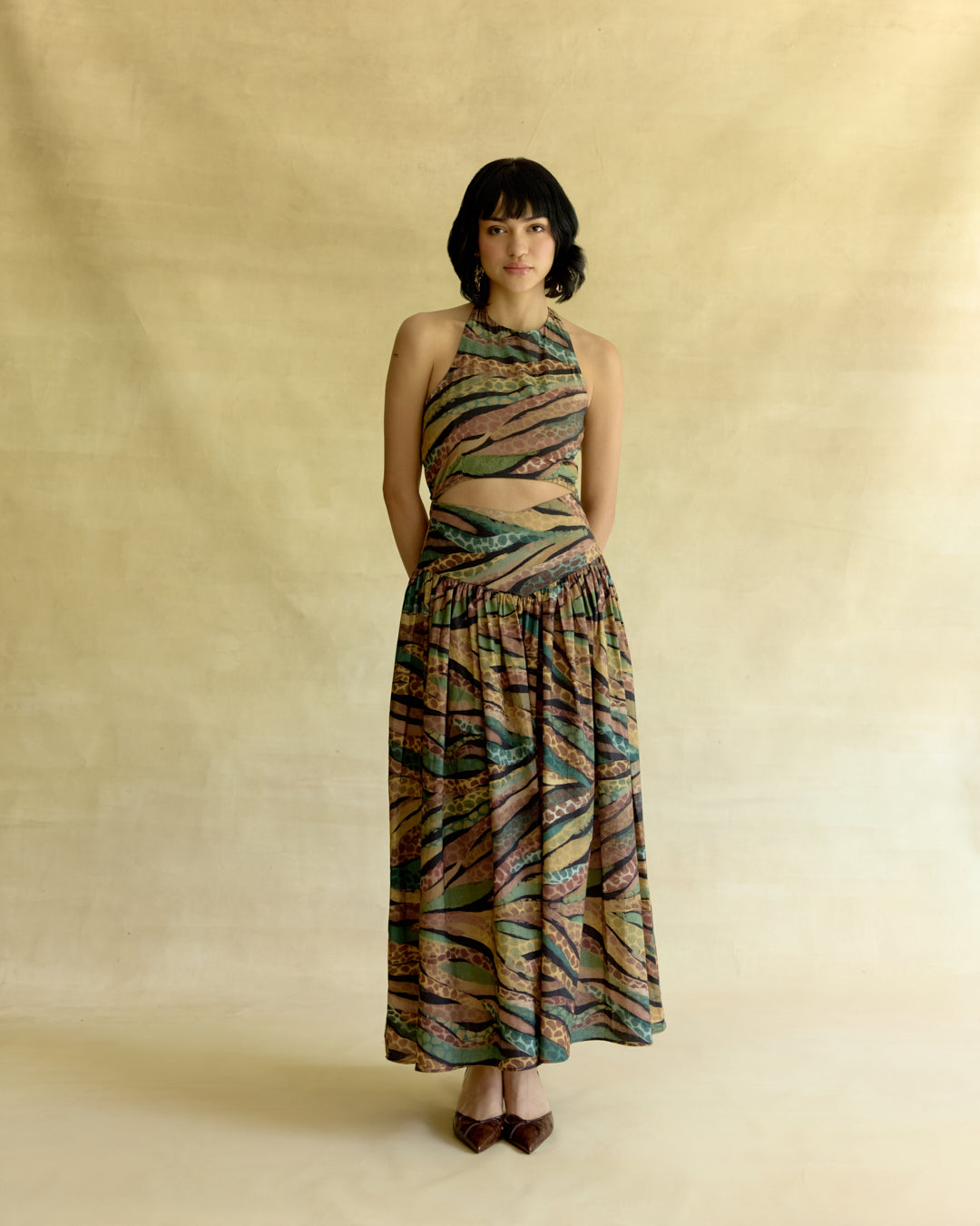 Wild Dusk Cut Out Flared Dress