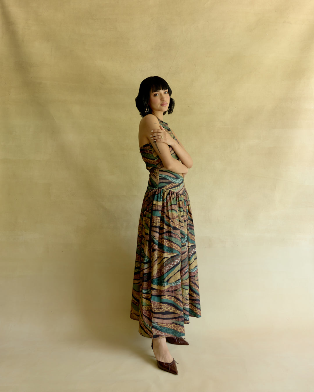 Wild Dusk Cut Out Flared Dress