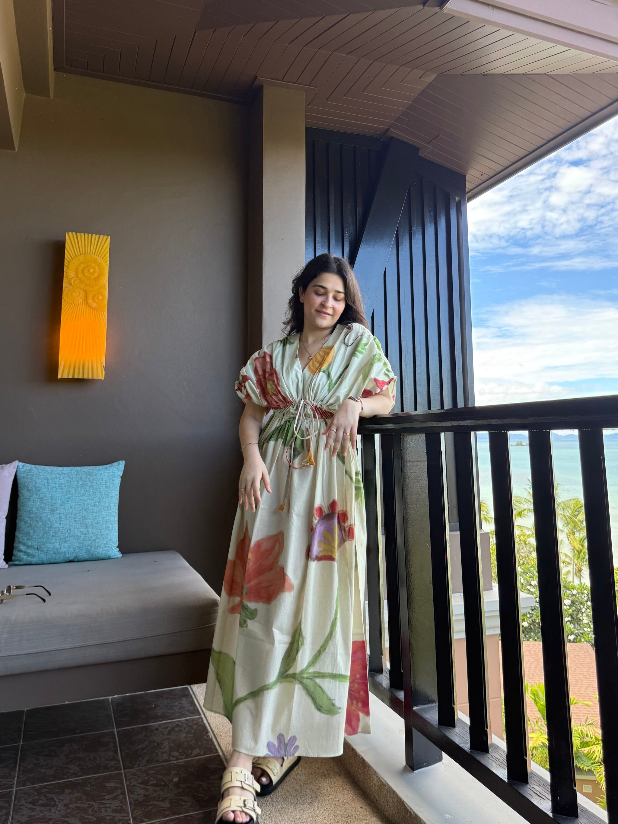 Nirvana Dress in Sorrento Bloom Print (Butter Yellow)