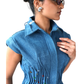 CREASED DRESS- BLUE