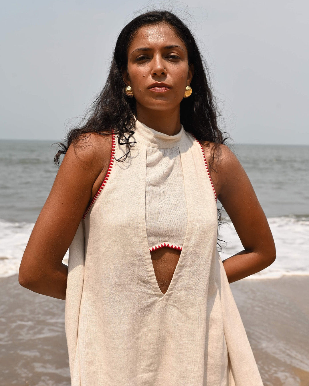 Ava Backless Top- Beige