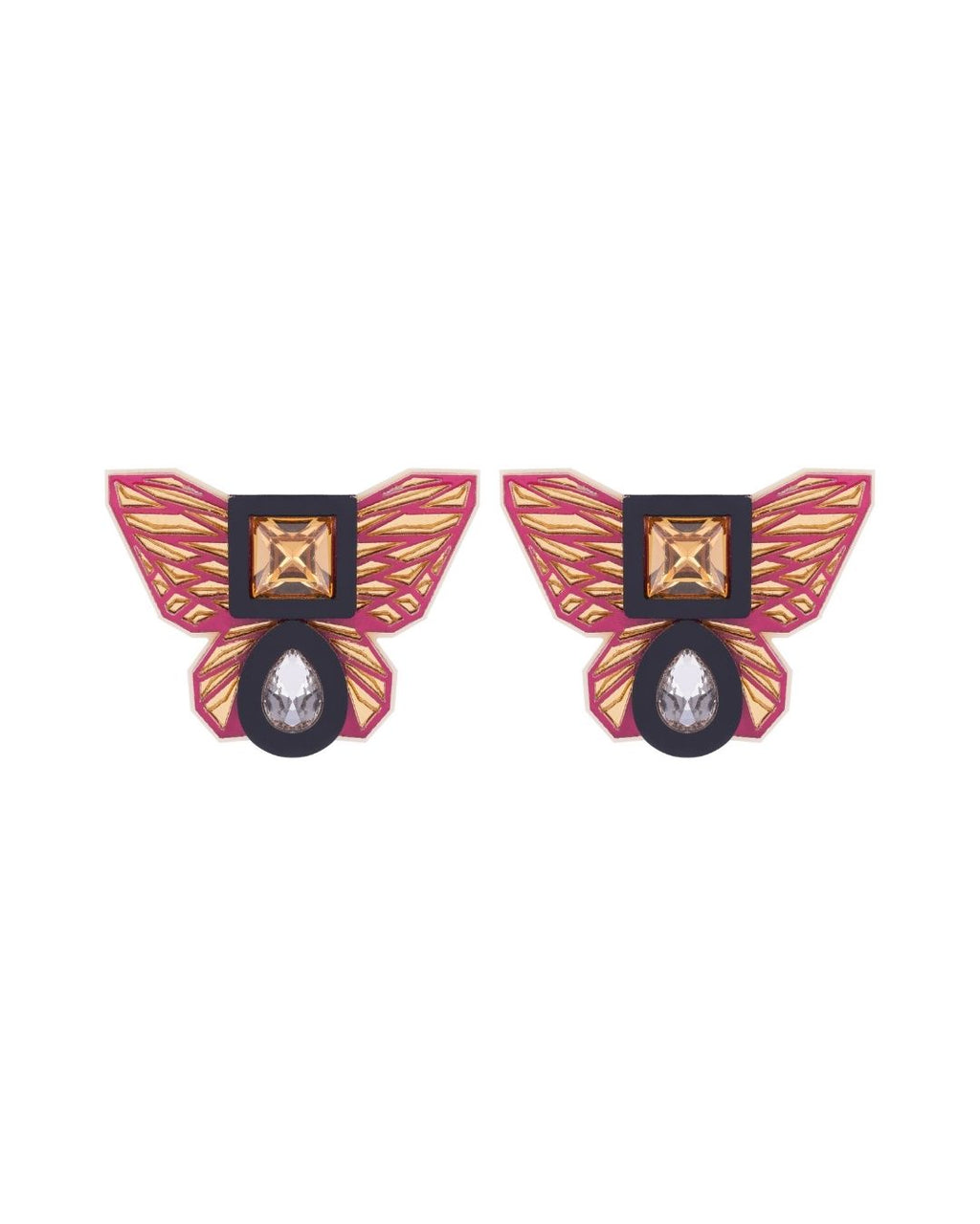 BUTTERFLY STUDS IN MAJENTA