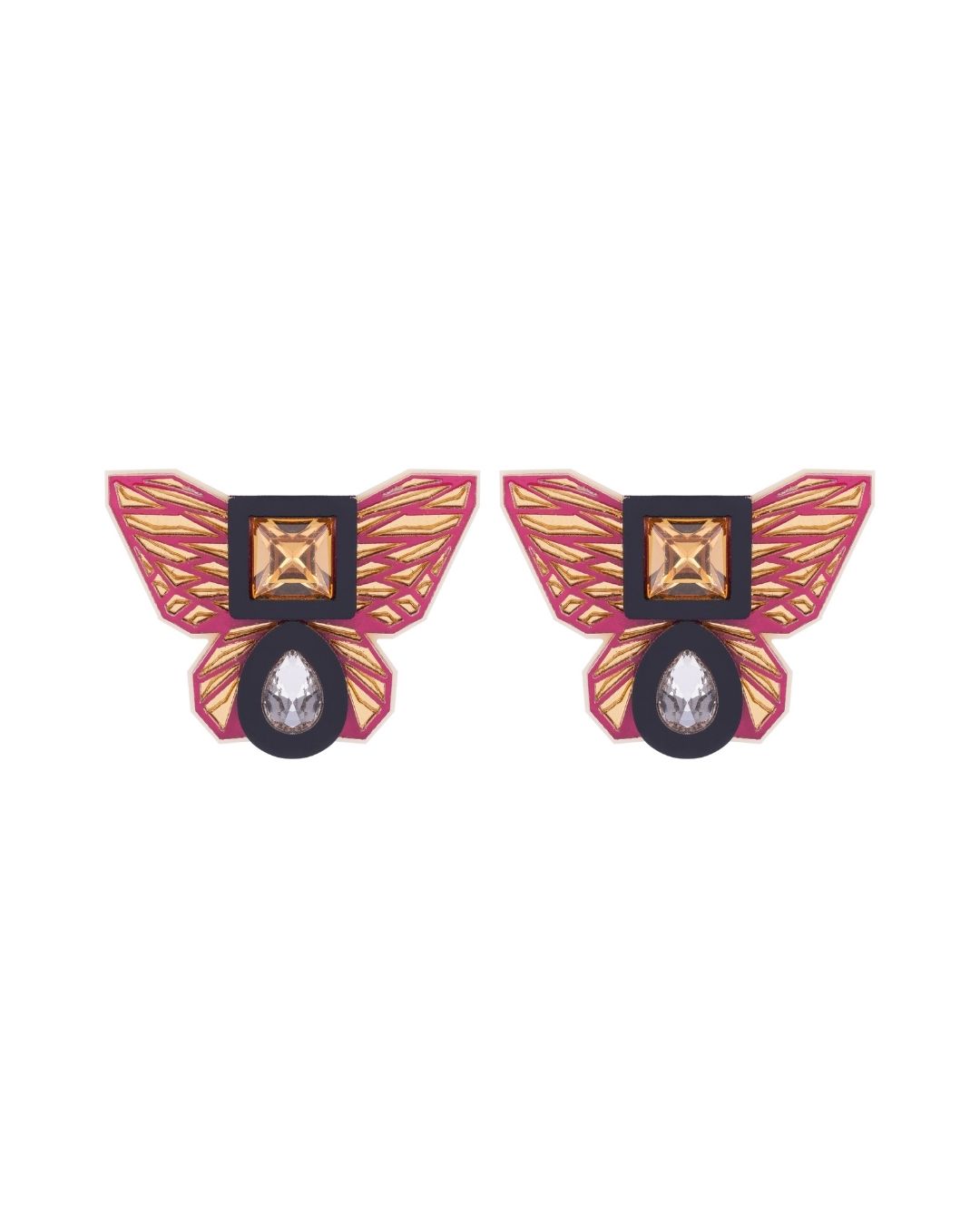 BUTTERFLY STUDS IN MAJENTA