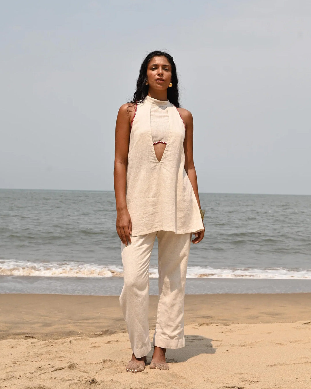 Ava Backless Top- Beige