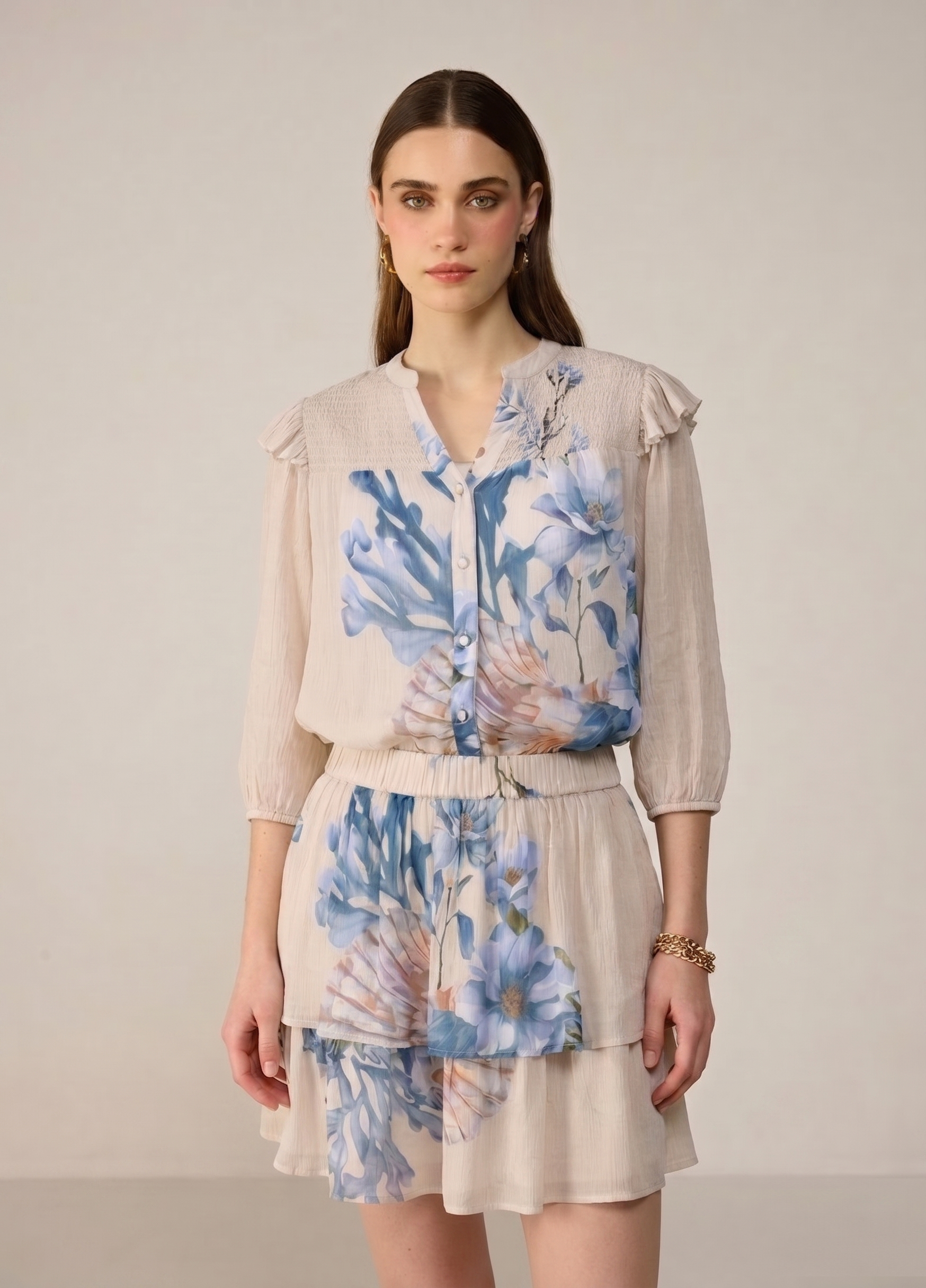 Camille Blouse - Coral Bloom
