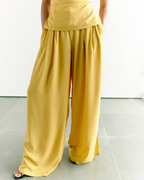 Yellow Front Tie Waistcoat and Wide Leg Pants Set