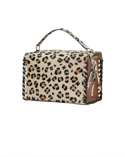 Mini Trunk Tote in White Leopard