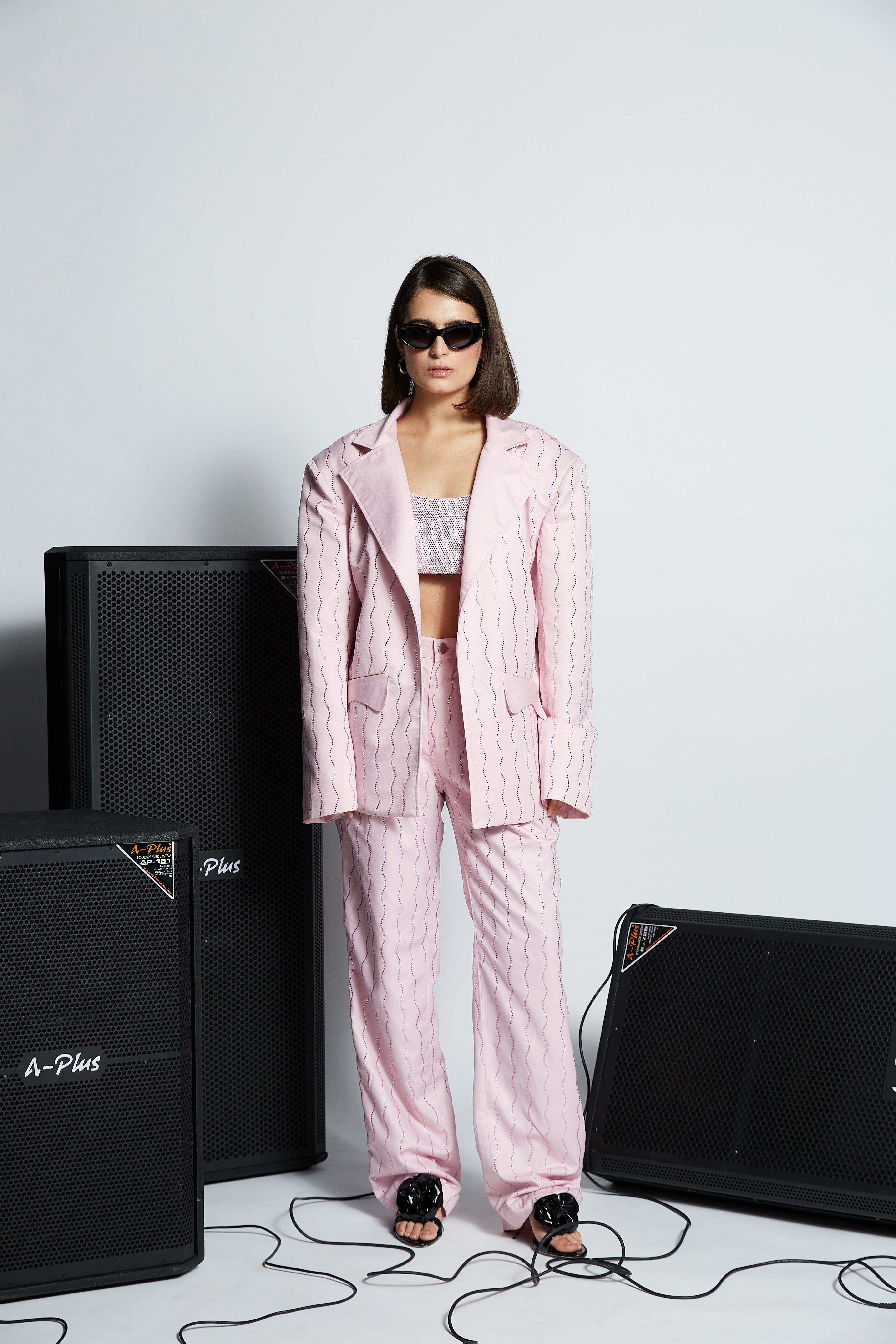 Wavy Rhinestones Blazer