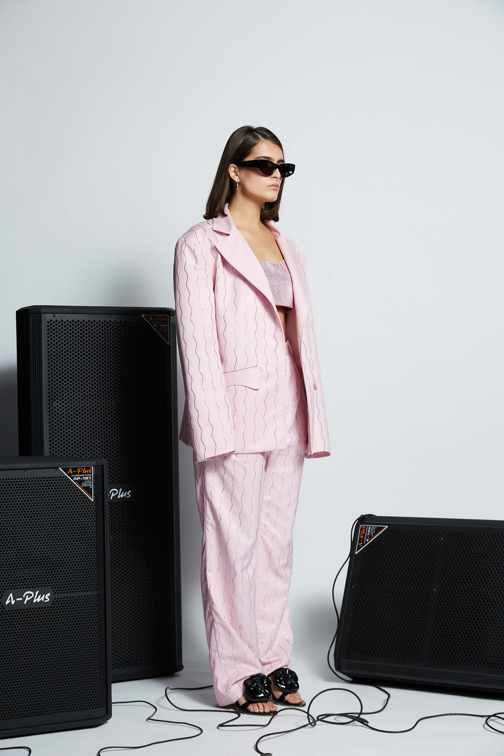 Wavy Rhinestones Blazer