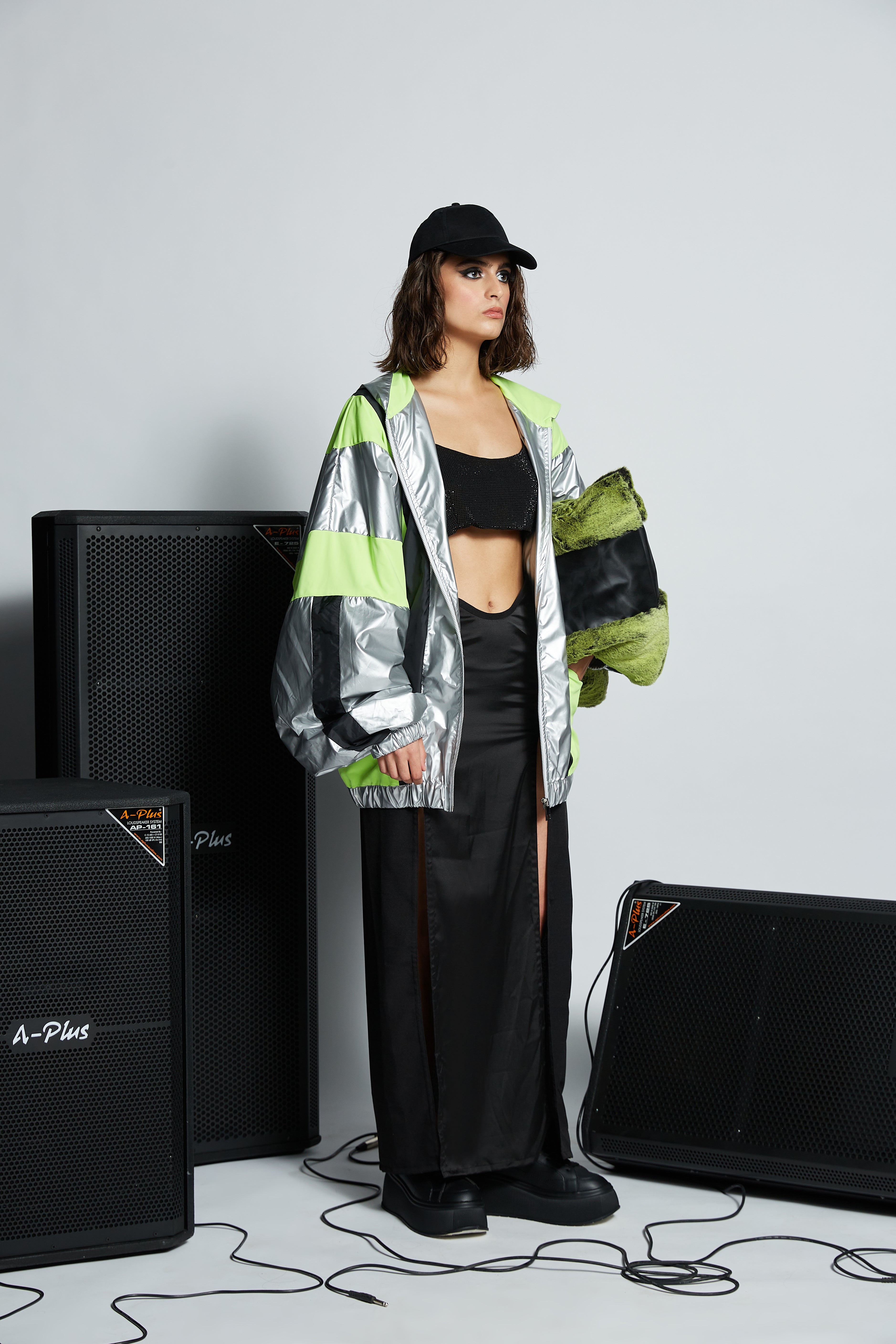 Black Double Slit Skirt