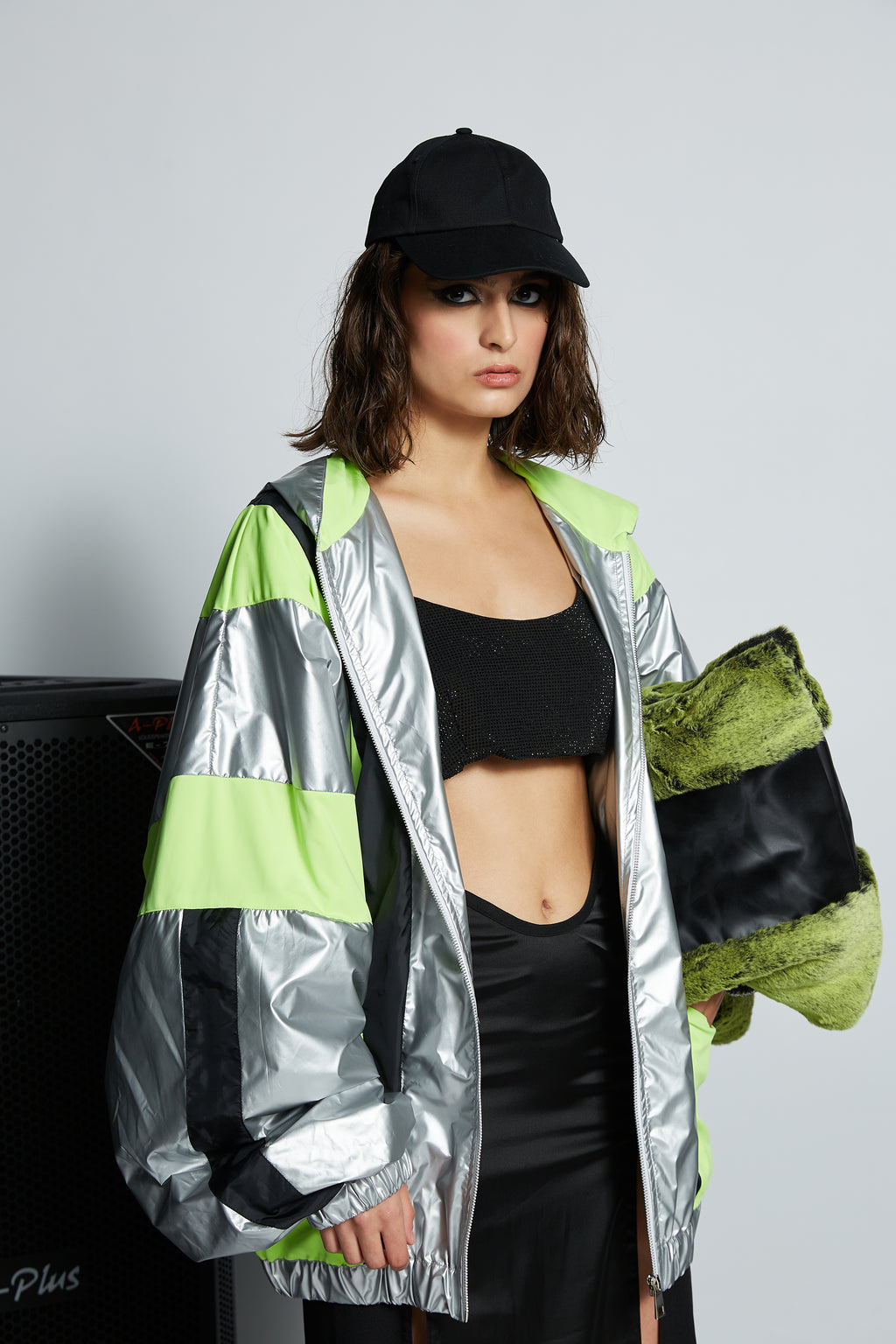 Black Double Slit Skirt