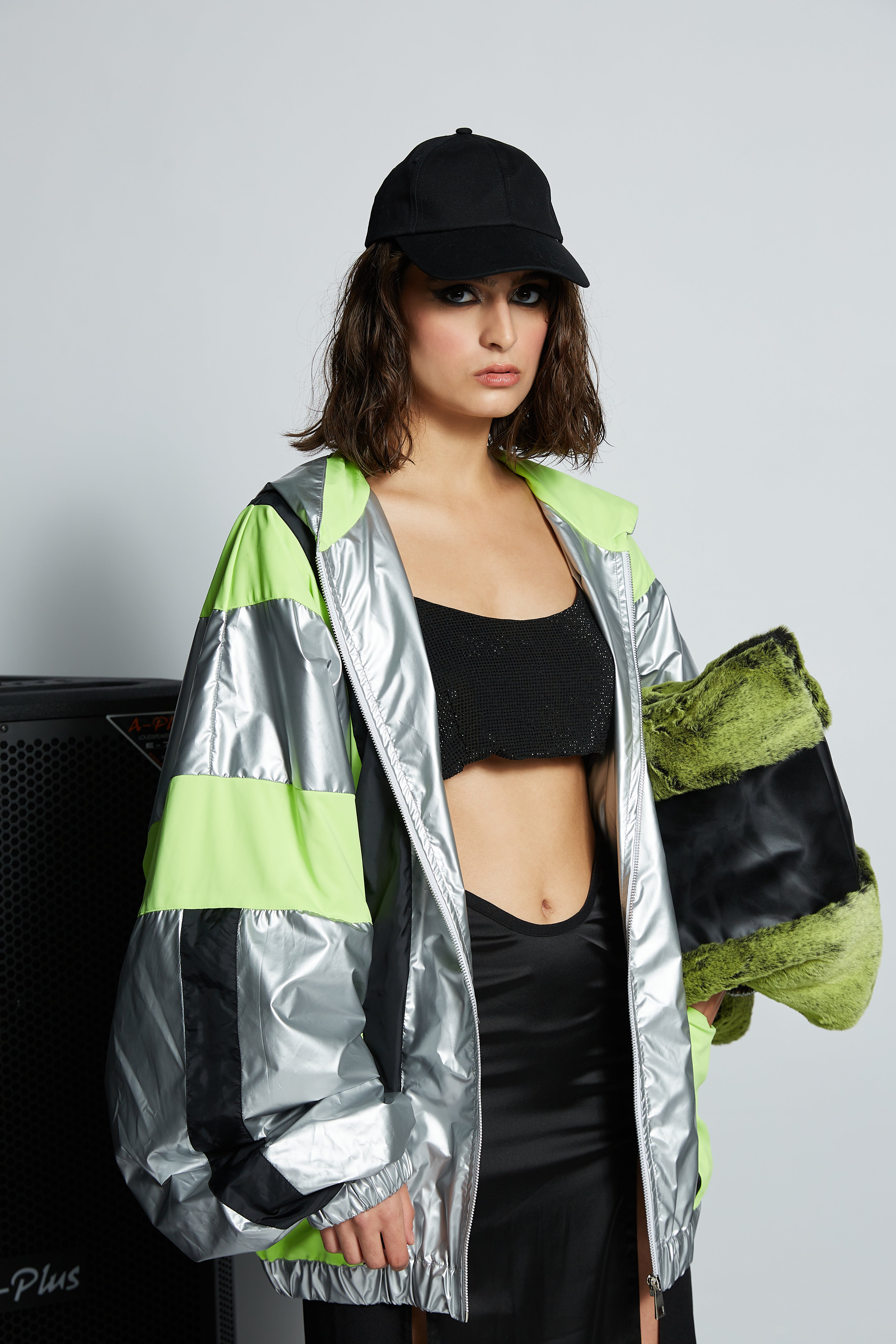 Black Double Slit Skirt