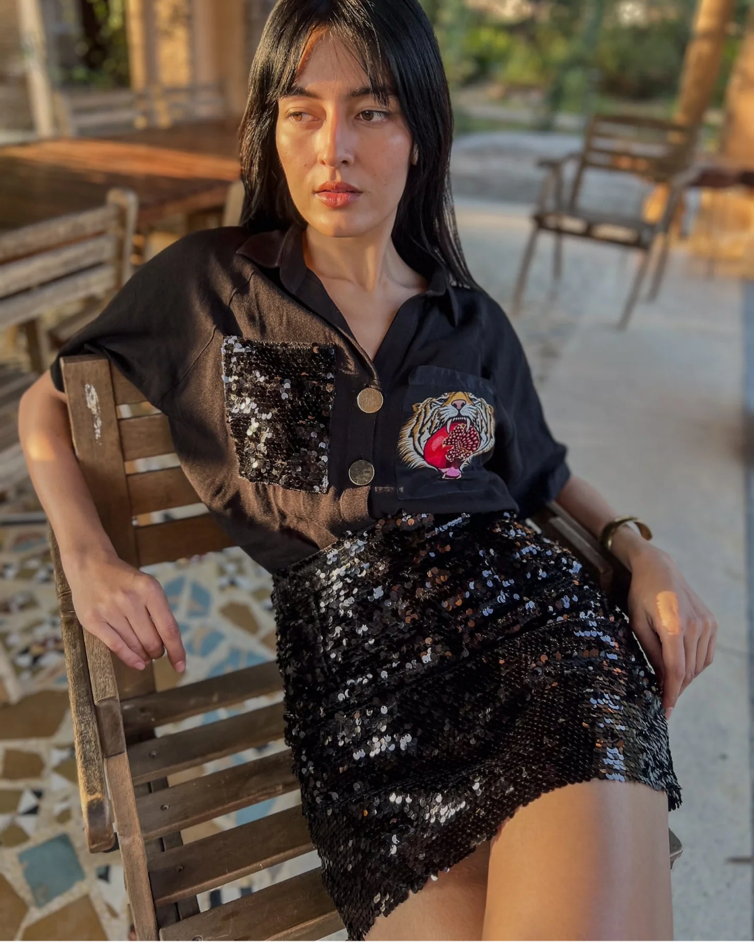 Skirt - Black Sequin