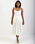 Pleated Skirt with Pockets - White