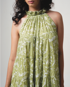 Lila Neck Gathered Dress - Pear