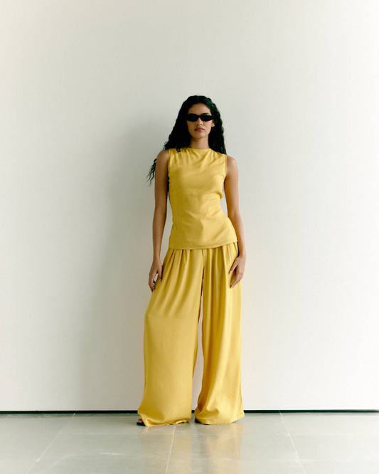 Yellow Wide Leg Pants