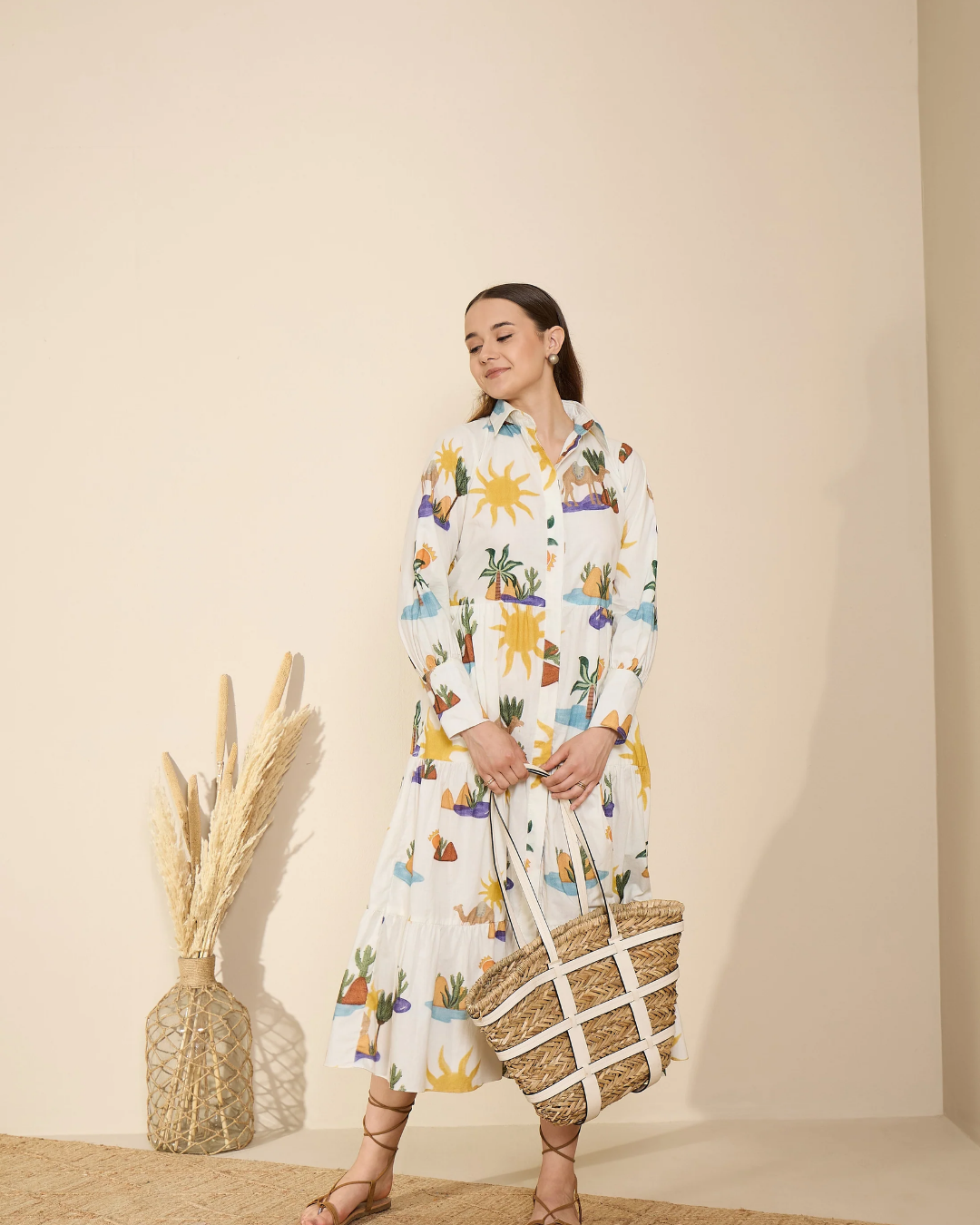 Riviera in Hidden Spring Print (White)