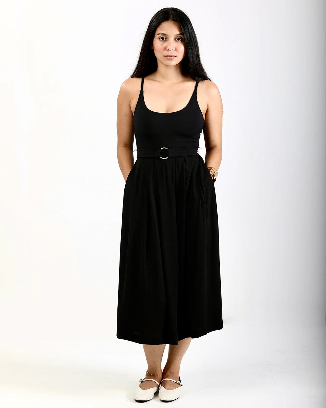 Pleated Skirt with Pockets - Black