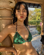 Triangle Bikini Top with Fixed Cups - Emerald Jungle