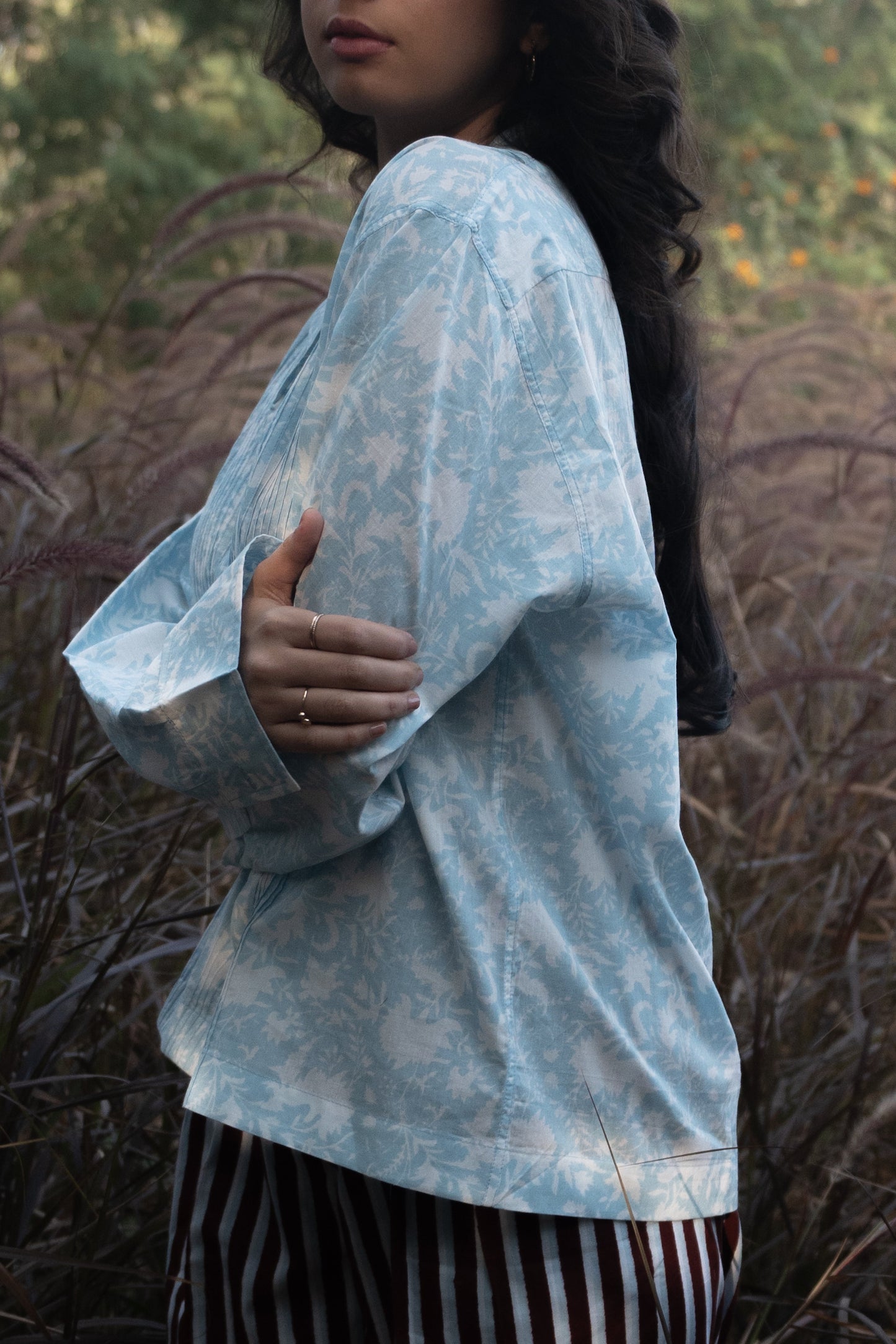 Kiro Cuban Collar Shirt - Sky