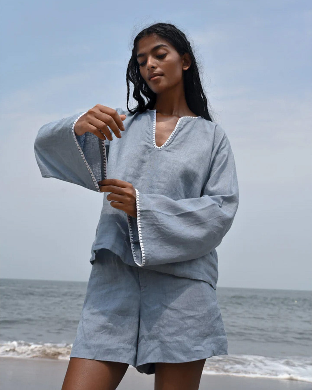 Arlo Long Sleeves Top - Blue