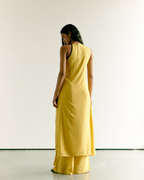 Yellow Asymmetric Tunic and Wide Leg Pants Set