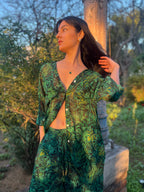 Emerald Jungle Georgette Sheer Shirt