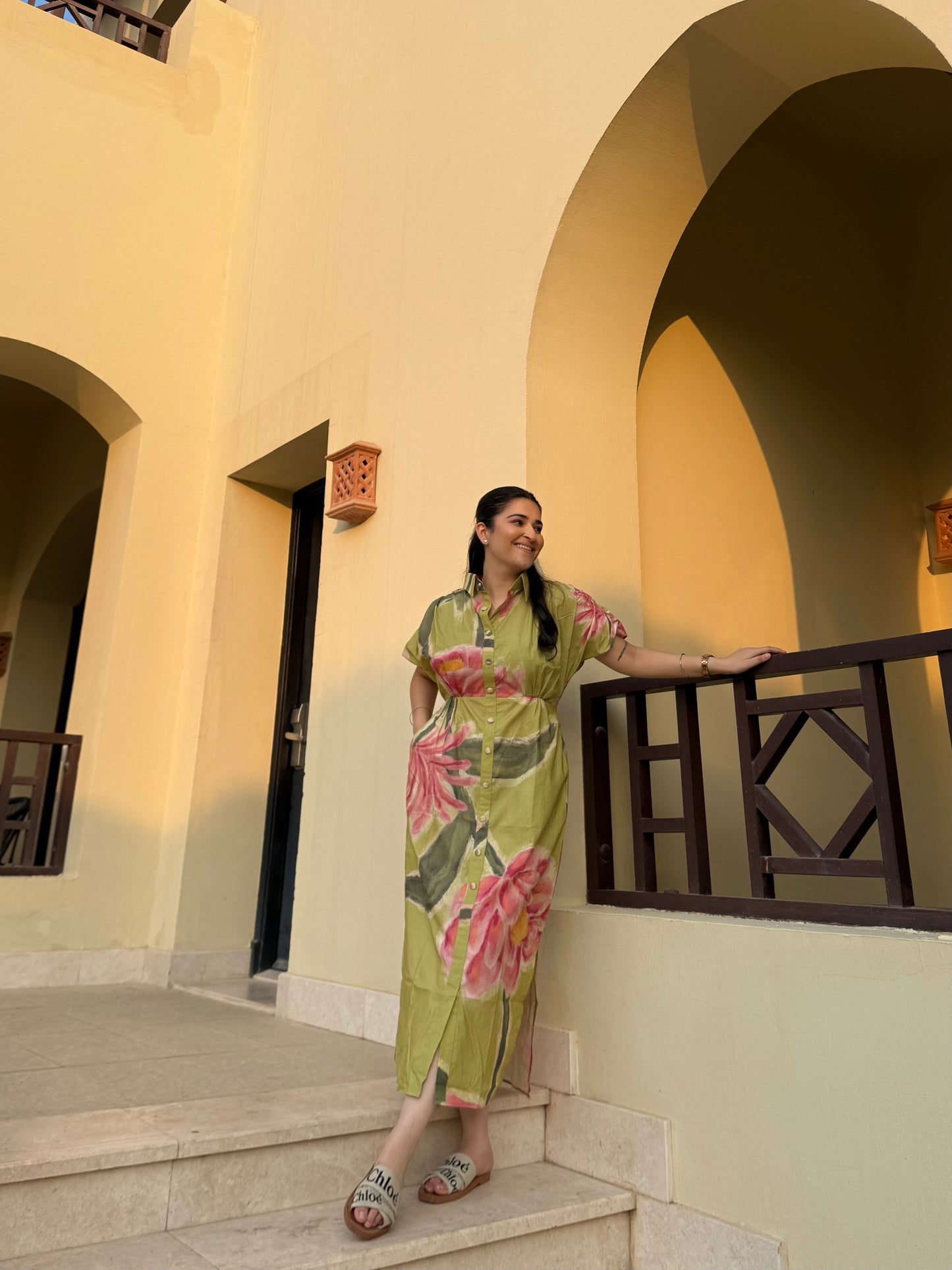 Alessia Dress in Tuscan Olive Print