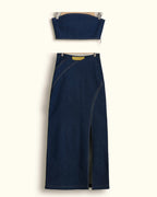 FELLED SEAM TOP & DIAGONAL SLIT SKIRT SET