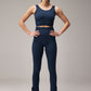 SEAMLESS FLARE PANTS WITH SLIT - NAVY BLUE