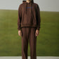 COFFEE SWEATPANTS WITH BLUE EMBROIDERY