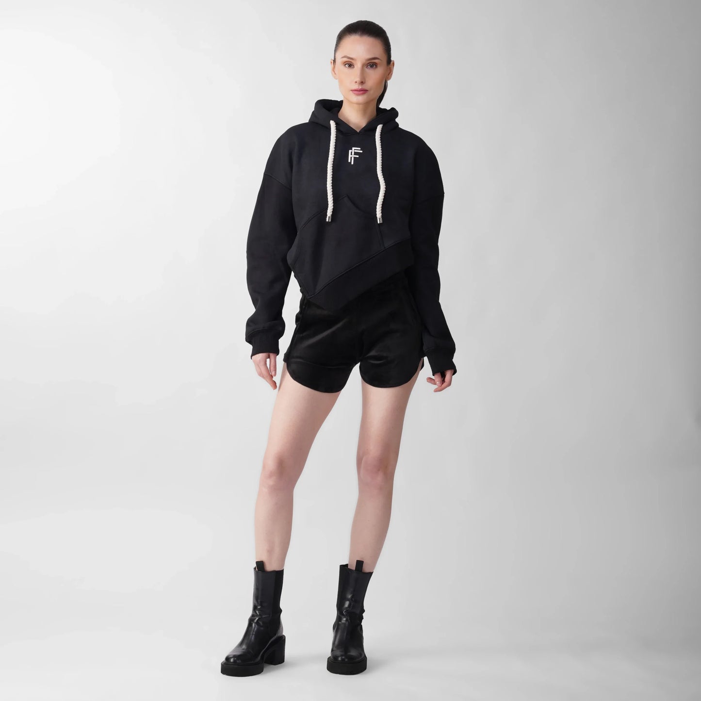 Cotton Fleece Asymmetric Hoodie