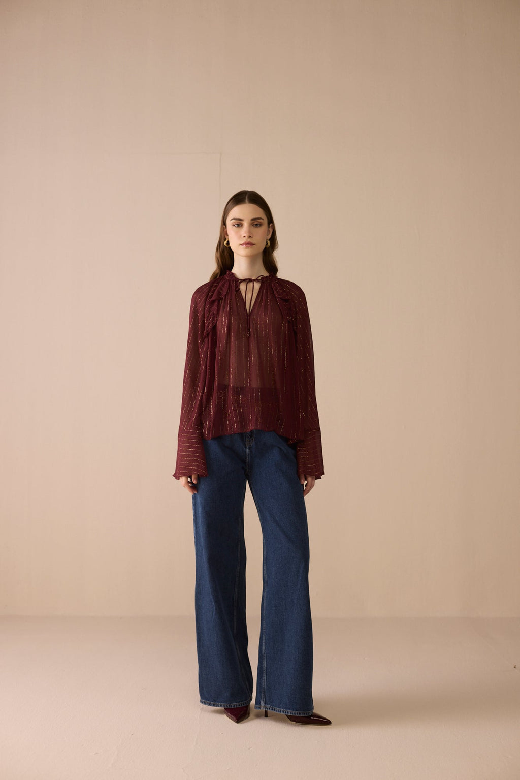 Meghna Pahwa in Merlot Blouse