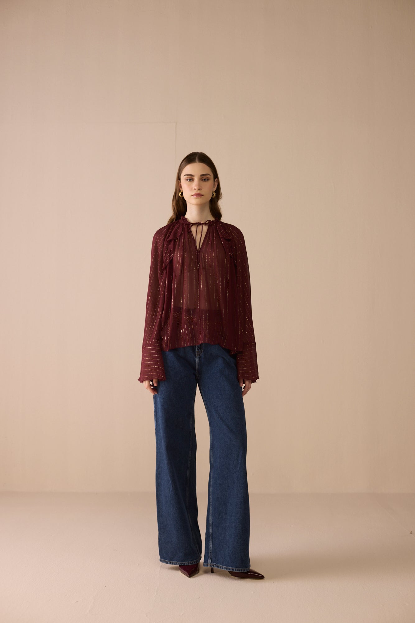 Meghna Pahwa in Merlot Blouse