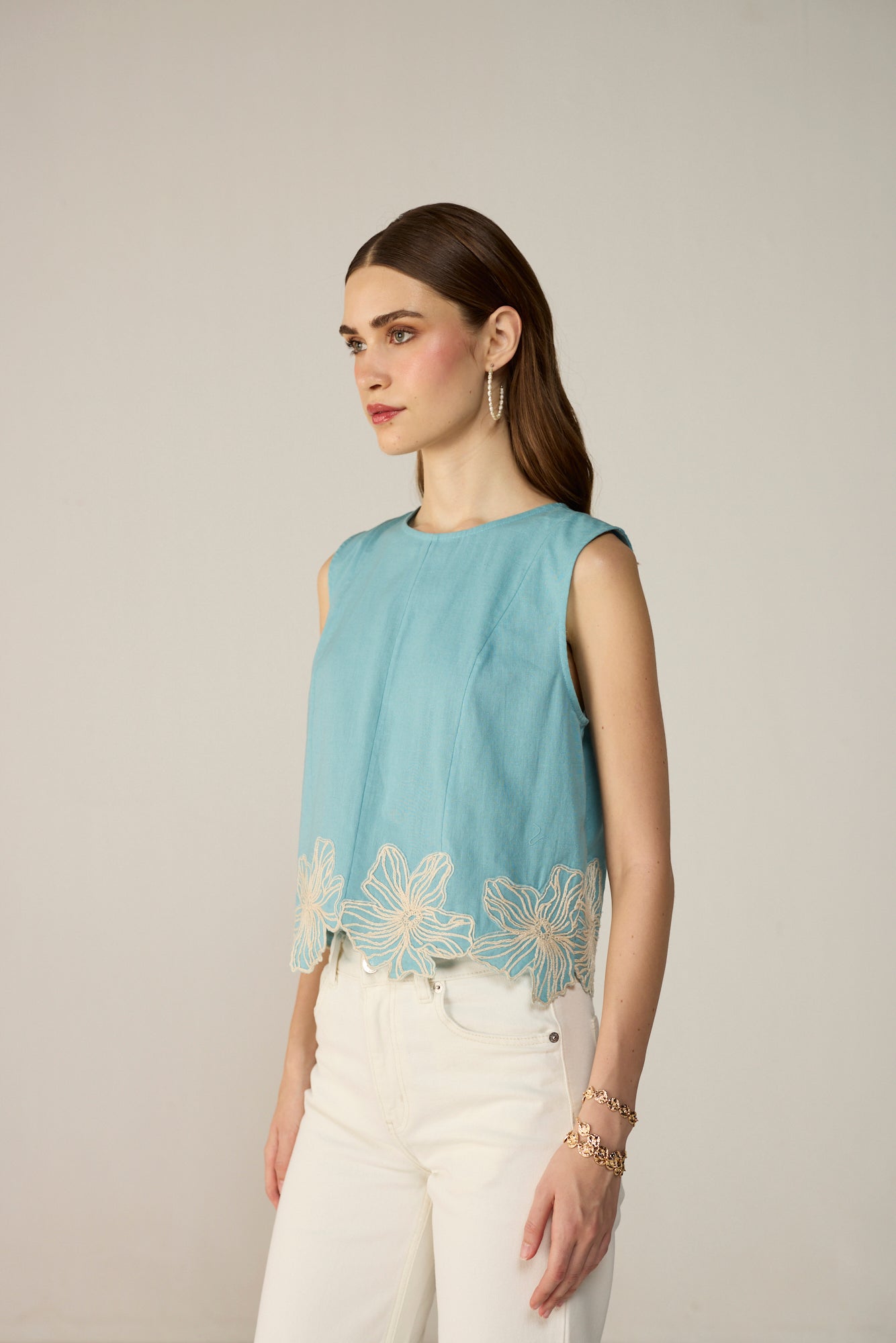 Fiora Blouse - Dusty Aqua