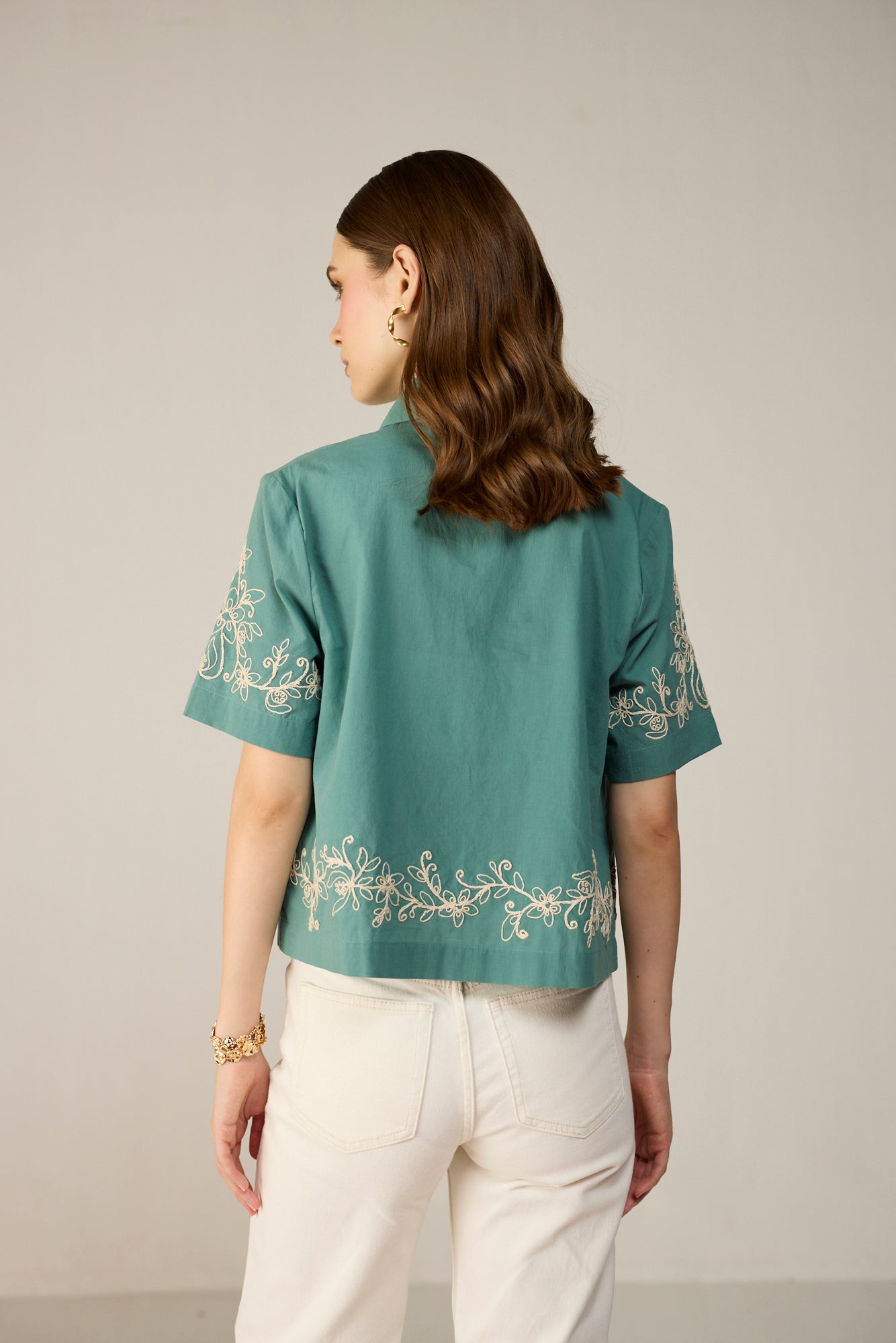Malibu Crop Shirt - Lagoon Teal
