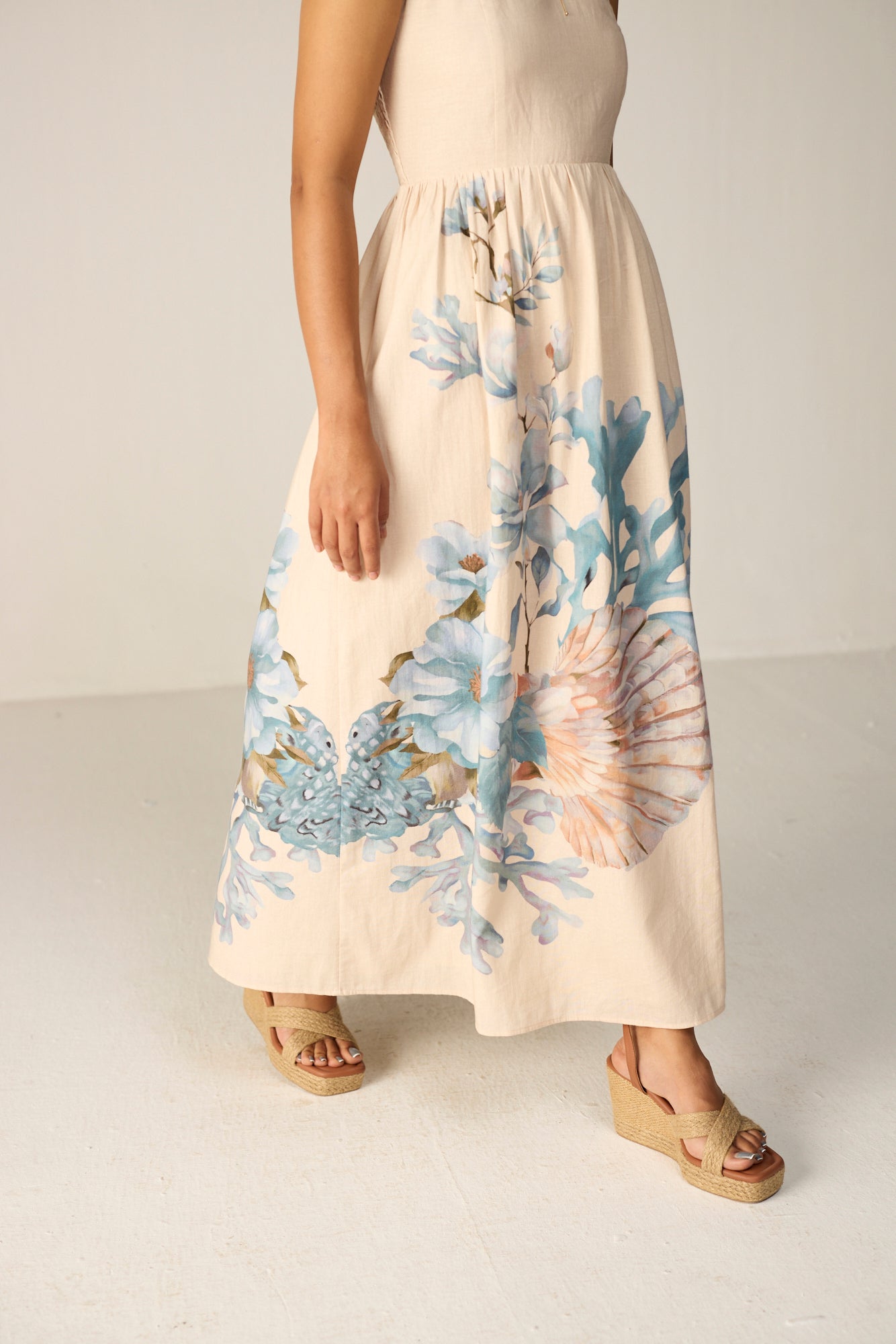 Orelia Midi Dress - Coral Bloom